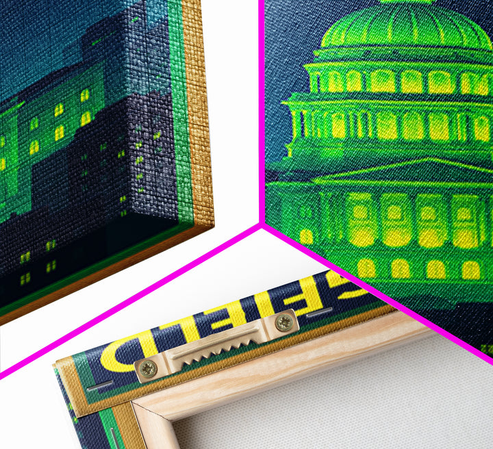 Springfield Travel Poster, Canvas Print, Cyberpunk Style City Art, Springfield Wall Art, Travel Wall Decor, Retro Travel Print