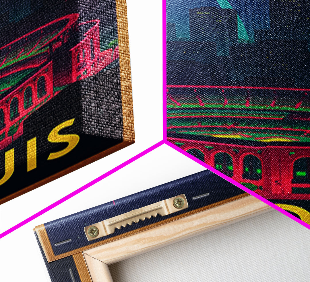 St Louis Missouri Travel Poster, Framed Canvas Print, Cyberpunk Style City Art, St Louis Travel Art, Fine Art Print, City Travel Prints