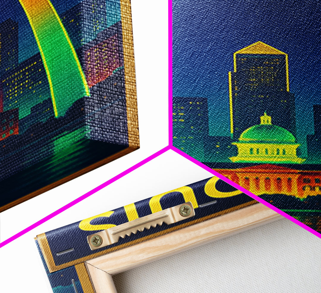 St Louis Travel Poster, Canvas Print, Electric Night Poster Art, St Louis City Art, Retro Travel Print, Travel Wall Art, Fine Art Print