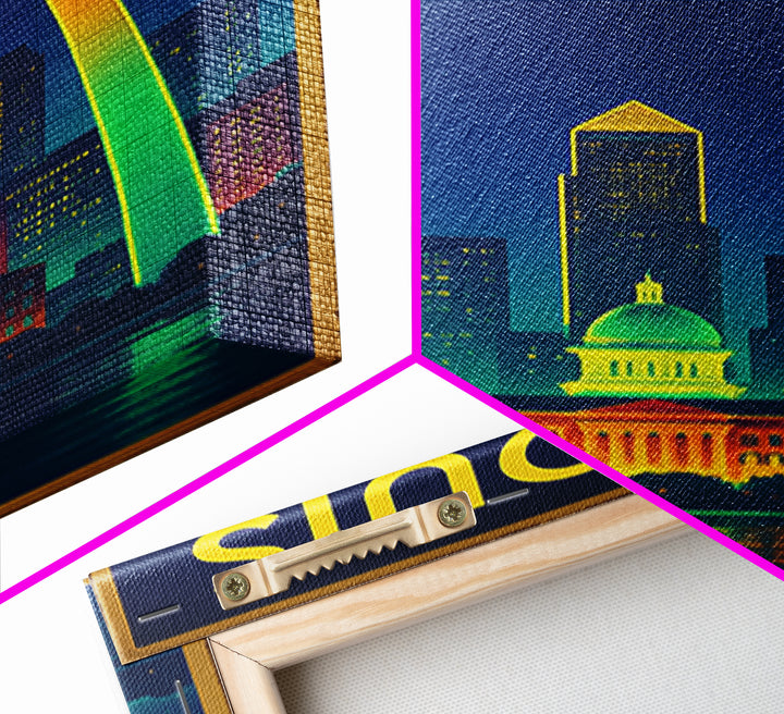 St Louis Travel Poster, Canvas Print, Electric Night Poster Art, St Louis City Art, Retro Travel Print, Travel Wall Art, Fine Art Print