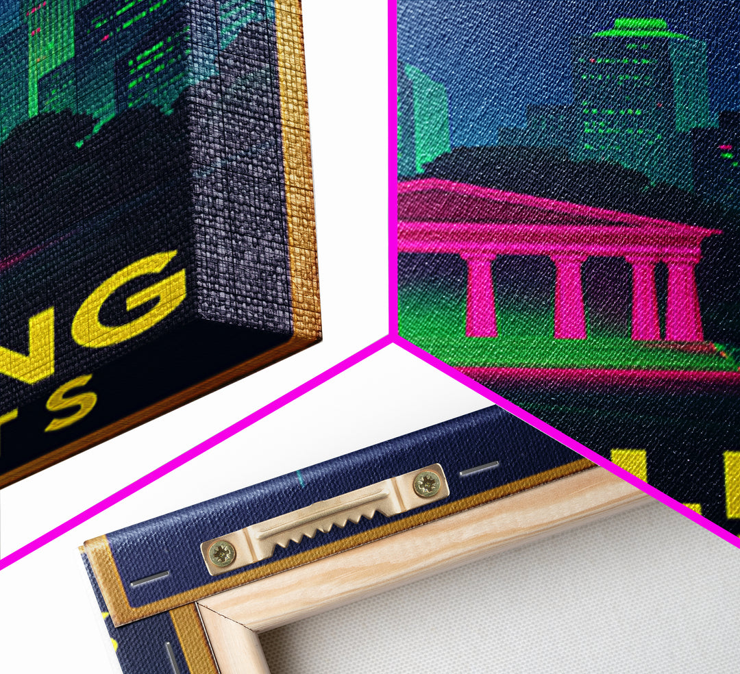 Sterling Heights Michigan Travel Poster, Canvas Print, Electric Night Poster Art, Sterling Heights Art Print, Retro Travel Print, Wall Decor