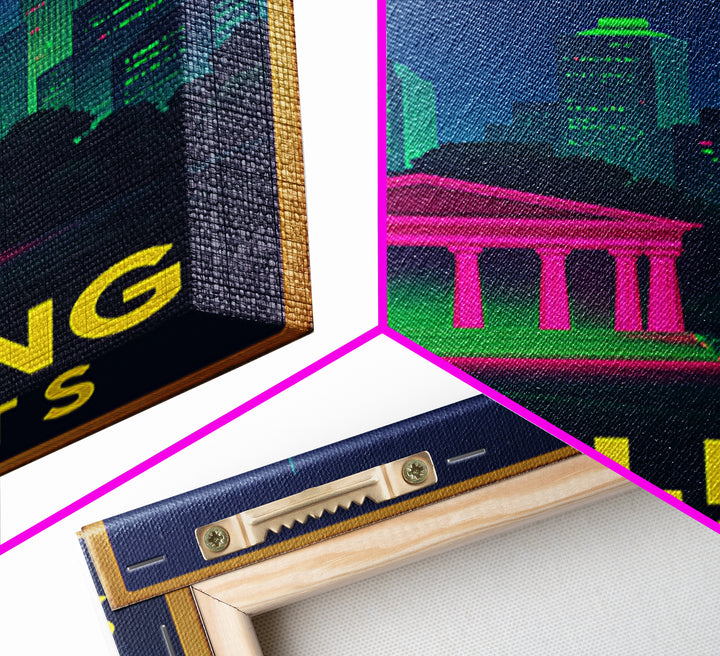 Sterling Heights Michigan Travel Poster, Canvas Print, Electric Night Poster Art, Sterling Heights Art Print, Retro Travel Print, Wall Decor