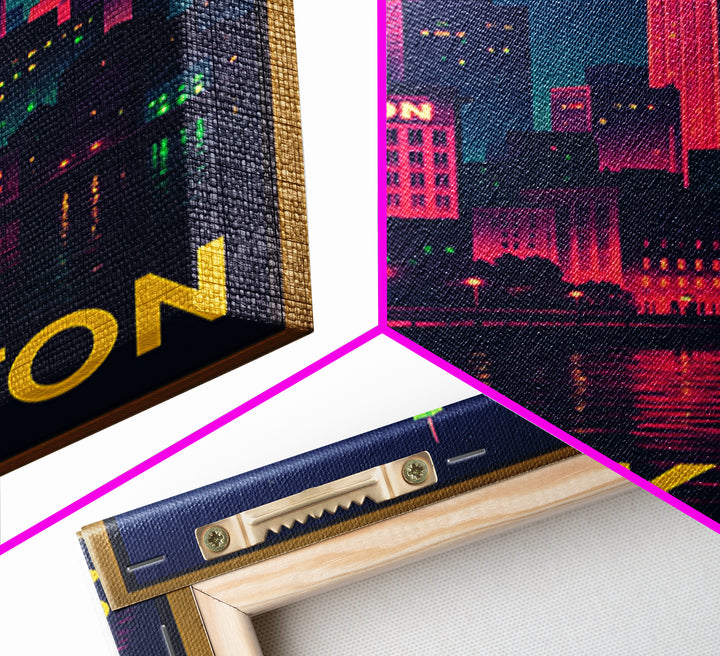 Stockton California Travel Poster, Canvas Print, Neon Skyline Art Wall Art, Stockton Art Print, Vintage City Art, Poster Art