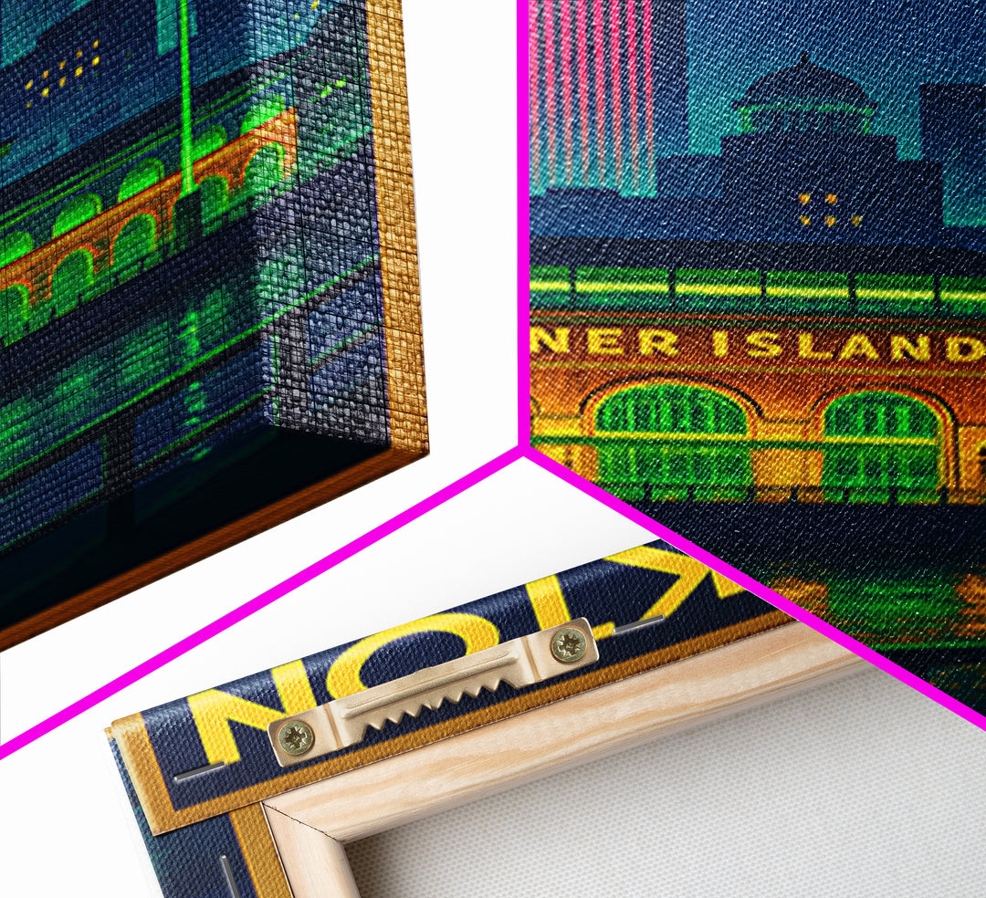Stockton Travel Poster, Framed Canvas Print, Neon City Skyline Wall Art, Stockton Poster Print, Vintage City Art, Vintage Travel Art