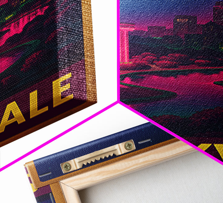Sunnyvale California Travel Poster, Canvas Print, Neon Downtown Skyline Wall Art, Sunnyvale Art Print, Home Office Decor, Retro Travel Print