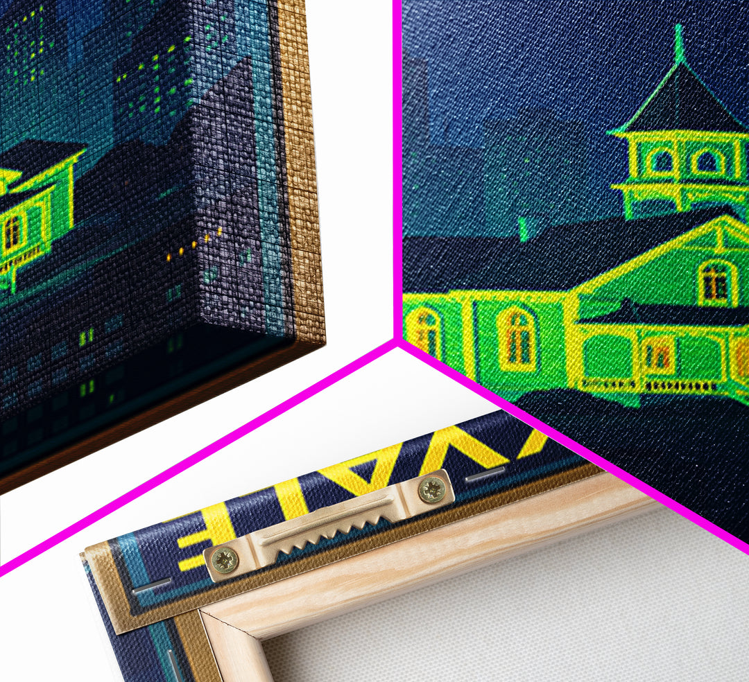 Sunnyvale Travel Poster, Canvas Print, Cyberpunk Style City Art, Sunnyvale Travel Art, Gift For Travelers, Home Office Decor, Wall Art