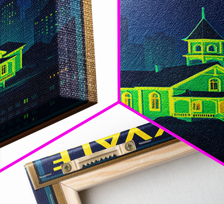 Sunnyvale Travel Poster, Canvas Print, Cyberpunk Style City Art, Sunnyvale Travel Art, Gift For Travelers, Home Office Decor, Wall Art