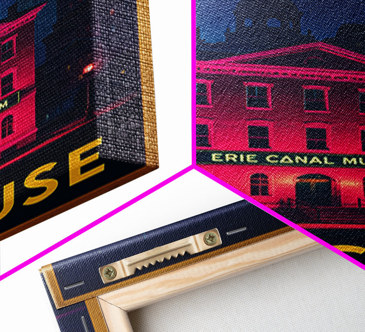 Syracuse New York Travel Poster, Canvas Print, Electric Night Poster Art, Syracuse Art Print, Travel Art Print, Office Decor, Skyline Art