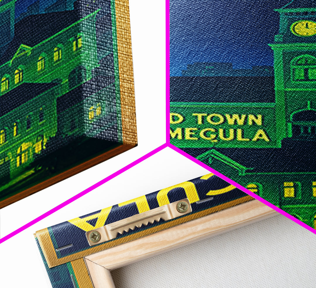 Temecula Travel Poster, Framed Canvas Print, Electric Night Poster Art, Temecula City Art, Vintage City Poster, Vintage Travel Art