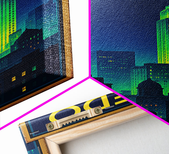 Toledo Travel Poster, Canvas Print, Electric Night Poster Art, Toledo Wall Art, Travel Poster Art, Retro Travel Print, Living Room Wall Art