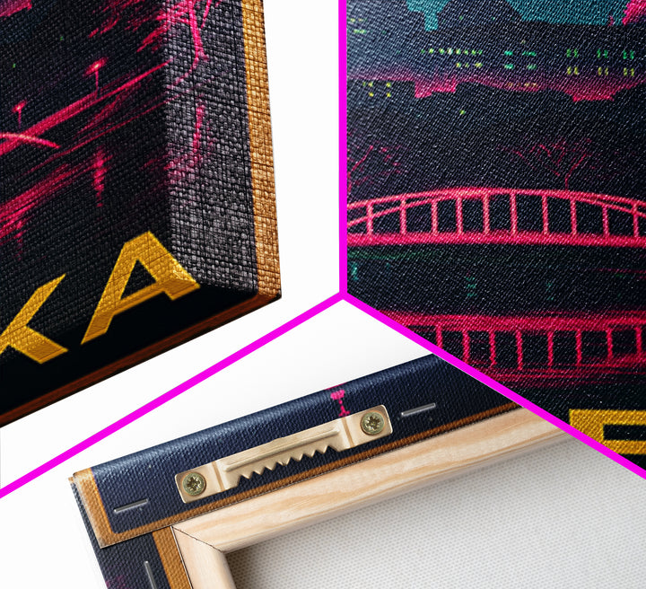 Topeka Kansas Travel Poster, Canvas Print, Retro Neon Travel Art, Topeka City Art, Travel Poster Art, Travel Wall Art, Living Room Wall Art