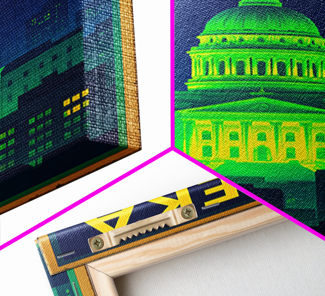Topeka Travel Poster, Canvas Print, Retro Neon Travel Art, Topeka Travel Art, Travel Poster Set, Travel Wall Decor, City Travel Prints