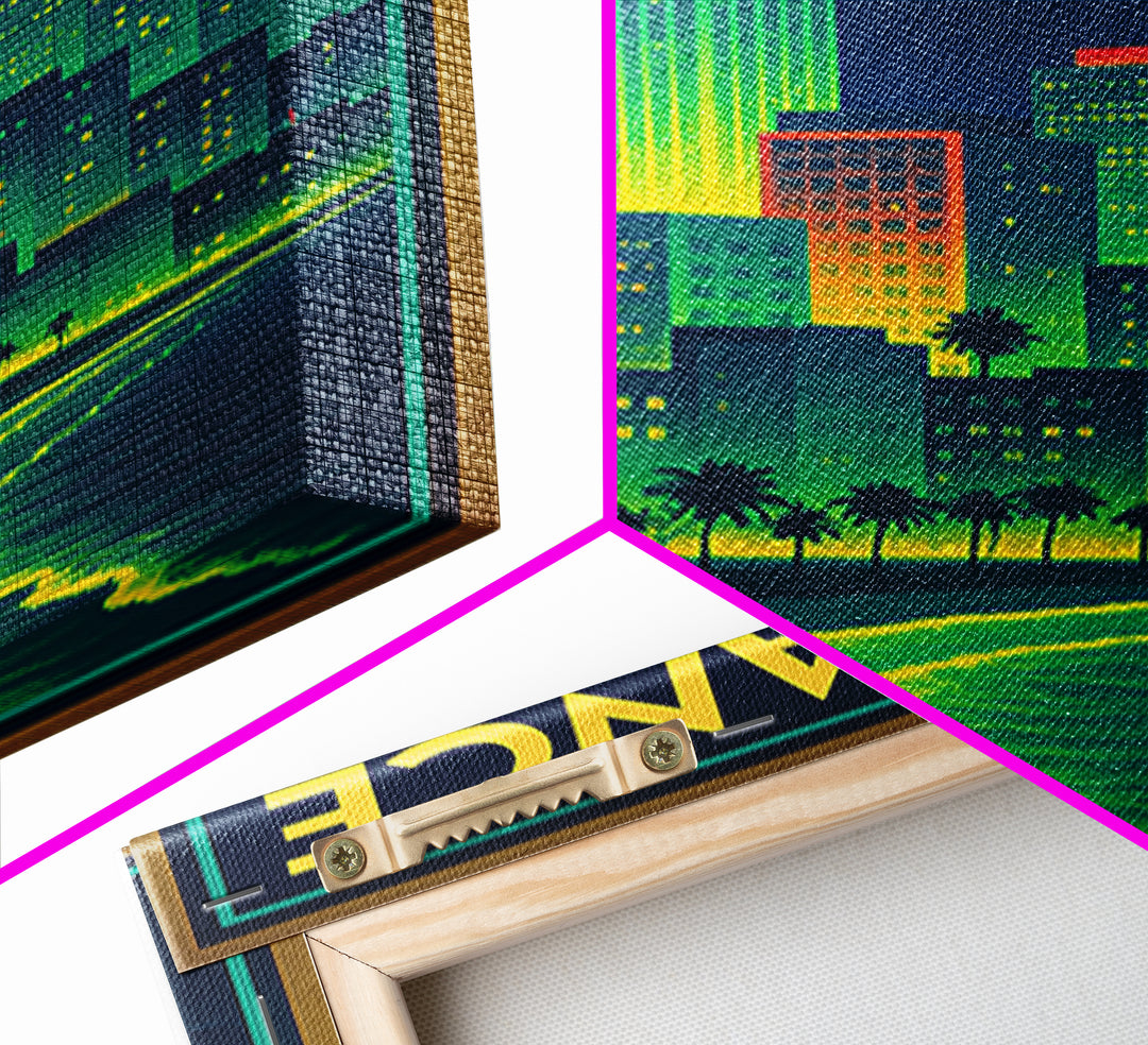 Torrance Travel Poster, Canvas Print, Cyberpunk Style City Art, Torrance Travel Art, Mid Century Wall Art, City Travel Prints, Design 2