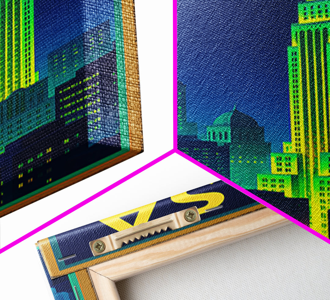 Tulsa Travel Poster, Canvas Print, Retro Neon Travel Art, Tulsa City Art, Vintage City Poster, Living Room Wall Art, Travel Wall Art