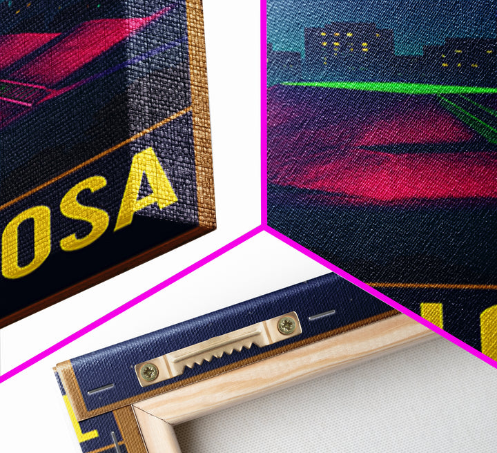 Tuscaloosa Alabama Travel Poster, Canvas Print, Neon Urban Skyline Wall Art, Tuscaloosa Poster Print, Travel Poster Set, Wall Art