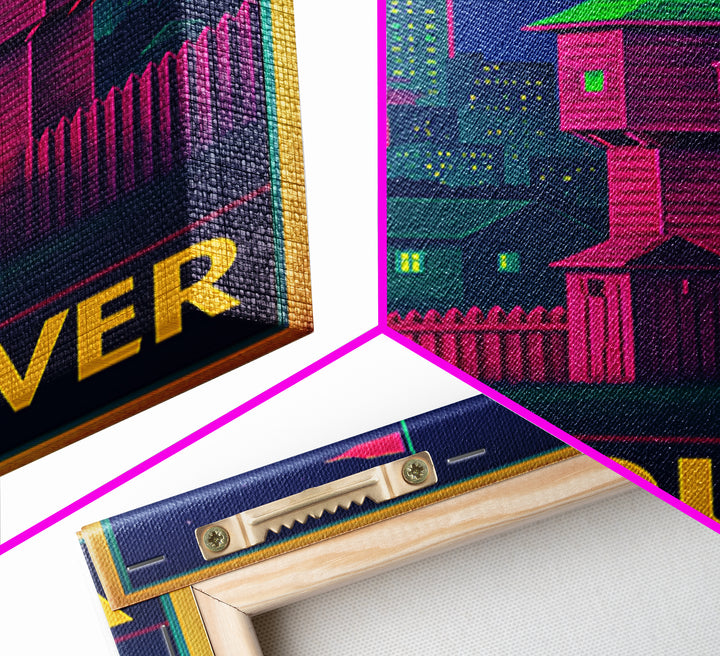 Vancouver Washington Travel Poster, Canvas Print, Retro Neon Travel Art, Vancouver Art Print, Travel Poster Set, Wall Decor, Poster Art