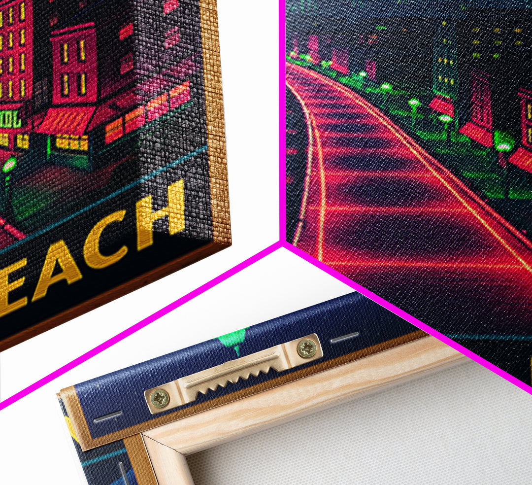 Virginia Beach Virginia Travel Poster, Canvas Print, Cyberpunk Style City Art, Virginia Beach Wall Art, Wall Decor, Travel Wall Decor