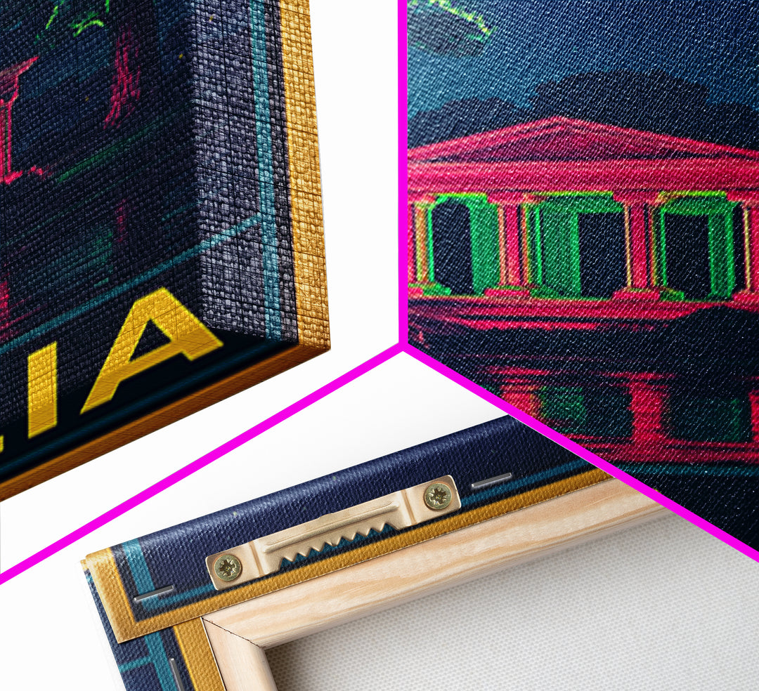 Visalia California Travel Poster, Canvas Print, Cyberpunk Style City Art, Visalia Wall Art, Home Office Decor, Travel Art Print, Wall Art