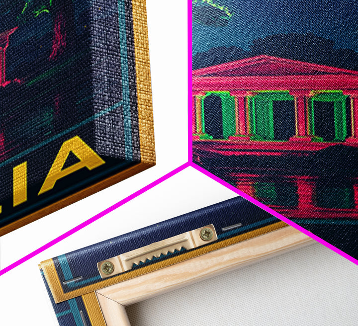 Visalia California Travel Poster, Canvas Print, Cyberpunk Style City Art, Visalia Wall Art, Home Office Decor, Travel Art Print, Wall Art