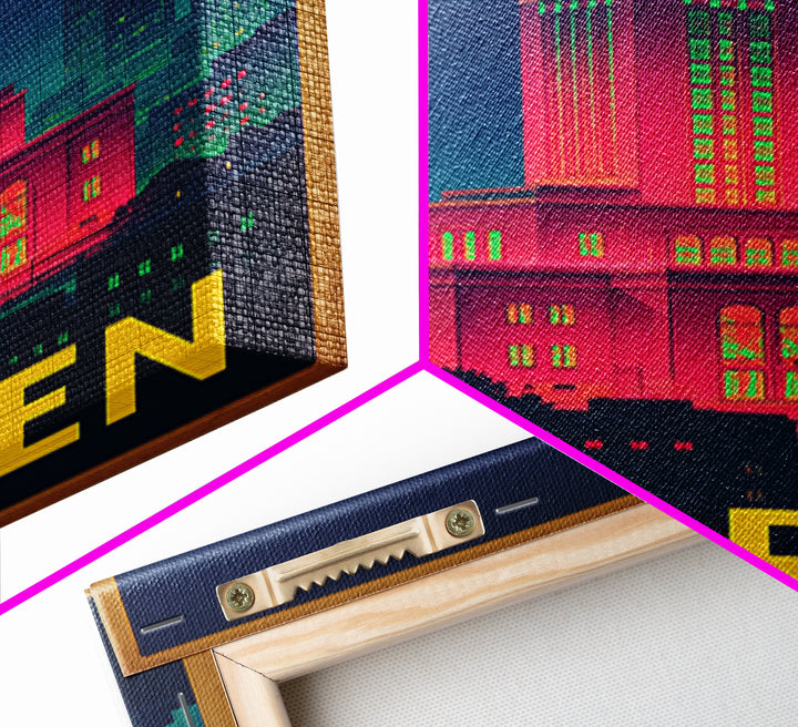 Warren Michigan Travel Poster, Canvas Print, Retro Neon Travel Art, Warren Wall Art, Home Office Decor, Modern Wall Decor, City Illustration
