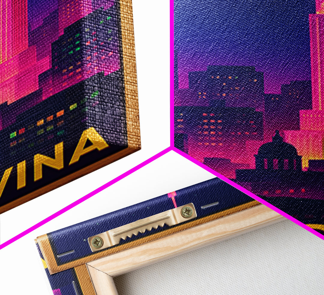 West Covina California Travel Poster, Canvas Print, Electric Night Poster Art, West Covina Poster Print, City Art Print, Vintage Travel Art