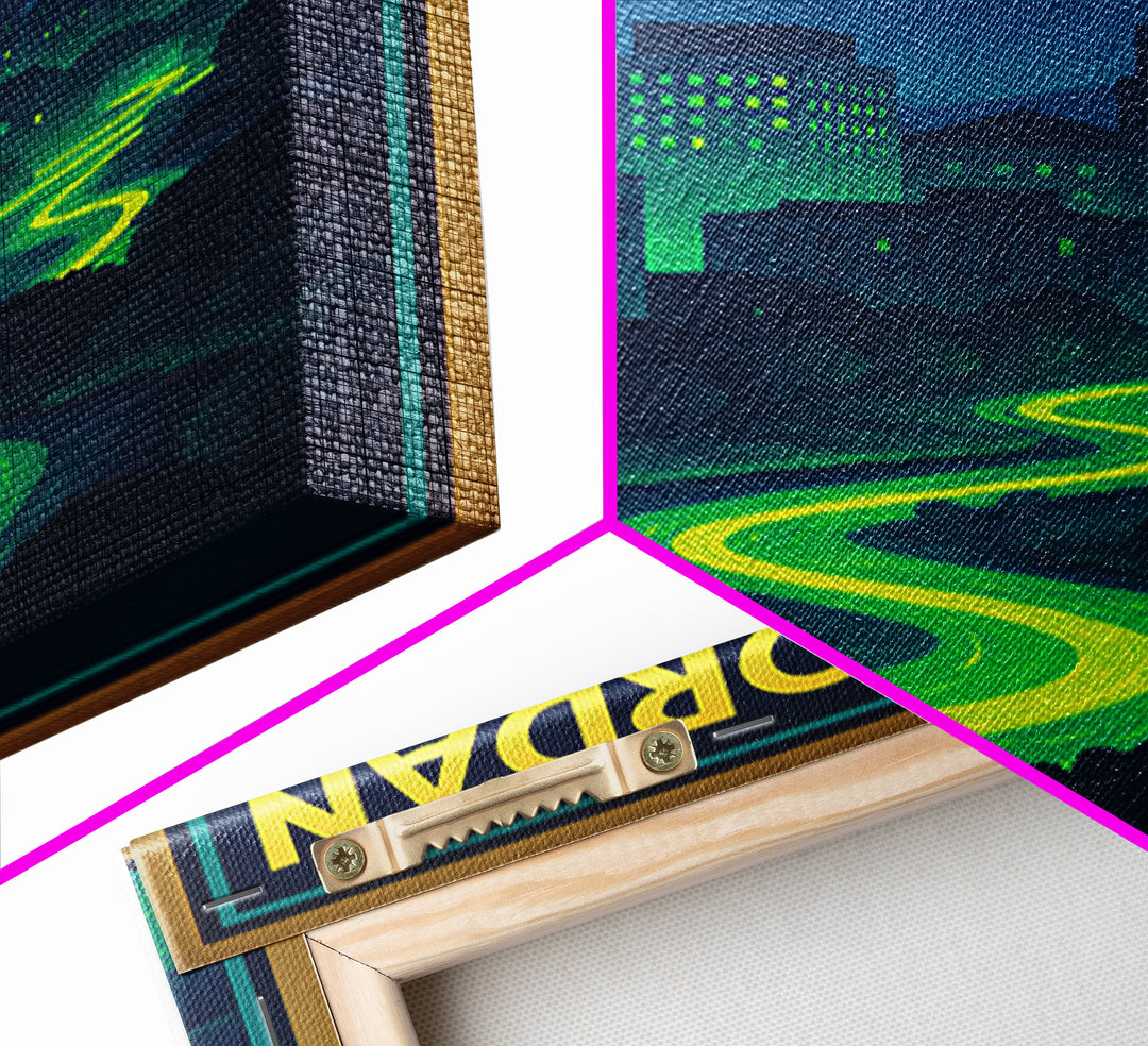 West Jordan Travel Poster, Framed Canvas Print, Cyberpunk Style City Art, West Jordan Poster Print, Fine Art Print, Vintage City Art