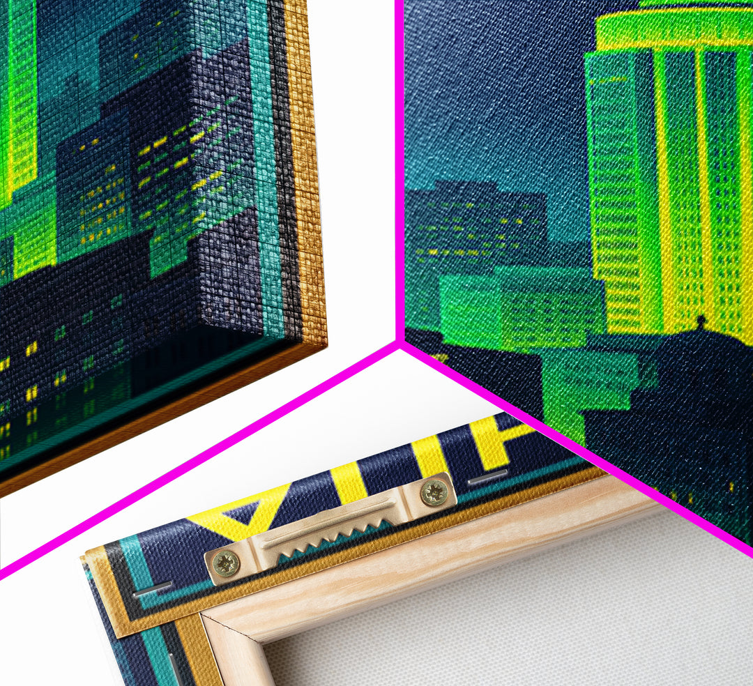 Wichita Travel Poster, Framed Canvas Print, Cyberpunk Style City Art, Wichita Art Print, Living Room Wall Art, City Travel Prints