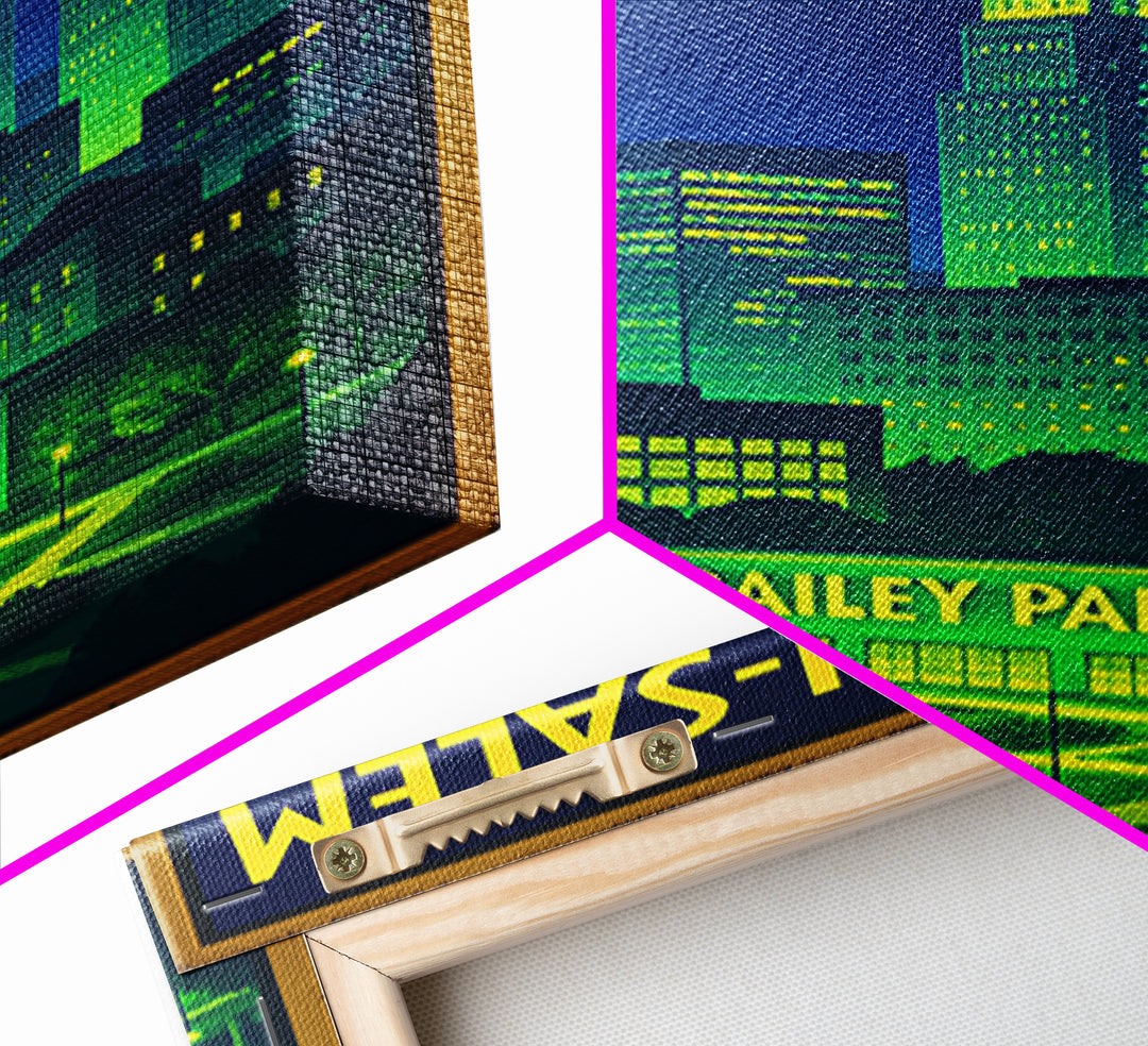 Winston Salem Travel Poster, Canvas Print, Retro Neon Travel Art, Winston Salem Poster Print, Gift For Travelers, Vintage City Art