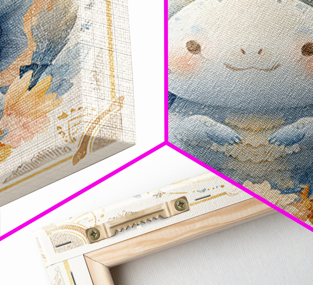 Tiny Dinosaur with Friendly Expression Framed Canvas Print, Nursery Art, Kids Wall Art, Nursery Decor, Fine Art, Nursery, NUR-1x1-39