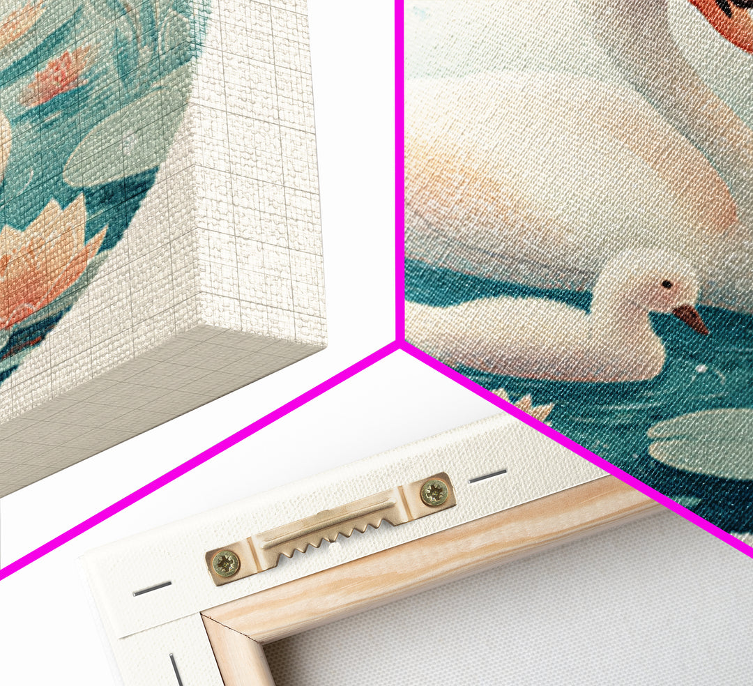 Swan and Cygnet Framed Canvas Print, Nursery Art, Luxury Decor, Nursery Decor, Nursery, Nursery Wall Art, Printable Art, NUR-1x1-40
