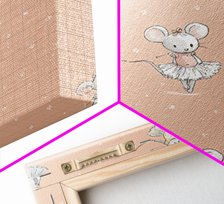 Ballet Mouse in Storybook Style Framed Canvas Print, Nursery Art, Nursery Wall Decor, Nursery Decor, Fine Art, Nursery, NUR-1x1-44