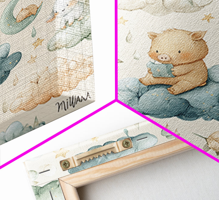 Clouds and Raindrops Framed Canvas Print, Nursery Art, Playroom Wall Art, Nursery Decor, Fine Art, Nursery, Statement Artwork, NUR-1x1-46