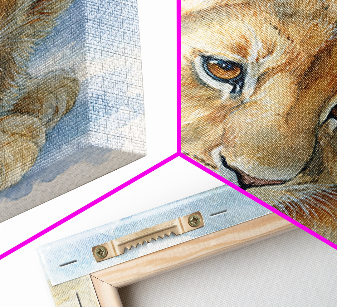Lion Cub with Soft Golden Mane Canvas Print, Nursery Art, Textured Painting, Nursery Decor, Fine Art, Nursery, Wall Art Print, NUR-1x1-81