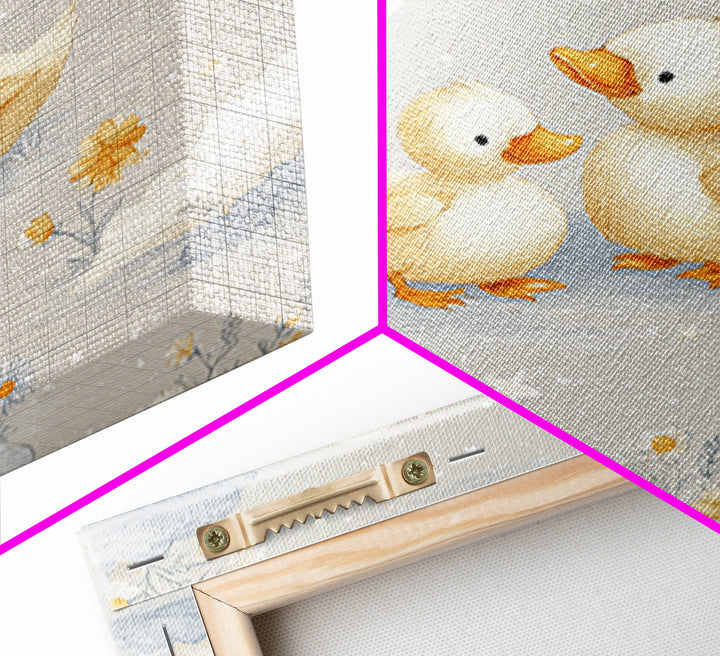 Ducklings Following a Mother Duck Canvas Print, Nursery Art, Neutral Decor, Nursery Decor, Fine Art, Nursery, Wall Decor, NUR-1x1-86