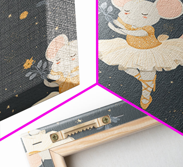 Ballet Mouse in Storybook Style Canvas Print, Nursery Art, Kids Room Art, Nursery Decor, Fine Art, Nursery, Textured Painting, NUR-1x1-92