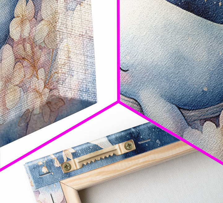 Whale and Tiny Stars Framed Canvas Print, Nursery Art, Playroom Wall Decor, Nursery Decor, Fine Art, Nursery, Modern Decor, NUR-2x1-100