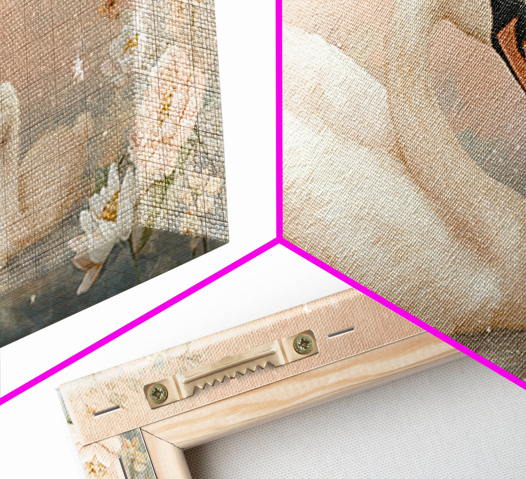 Swan and Cygnet Framed Canvas Print, Nursery Art, Luxury Decor, Nursery Decor, Nursery, Nursery Wall Art, Printable Art, NUR-2x1-12
