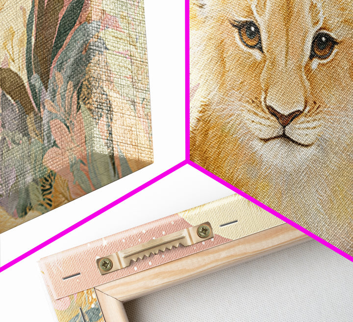 Lion Cub with Soft Golden Mane Canvas Print, Nursery Art, Printable Art, Nursery Decor, Oil Painting, Nursery, Watercolor Print, NUR-2x1-53