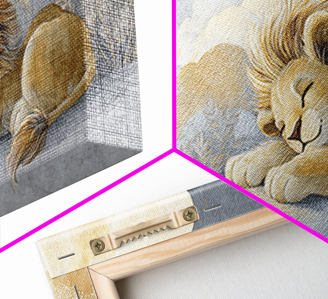 Lion Cub with Soft Golden Mane Canvas Print, Nursery Art, Printable Art, Nursery Decor, Oil Painting, Nursery, Watercolor Print, NUR-2x1-77