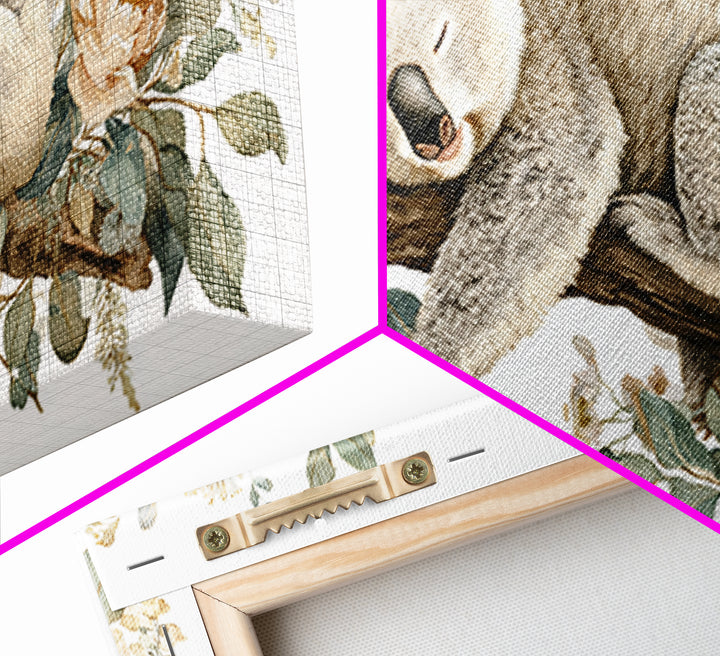 Sleeping Koala on Eucalyptus Branch Framed Canvas Print, Nursery Art, Nursery, Nursery Decor, Nursery, Playroom Wall Decor, NUR-2x1-81