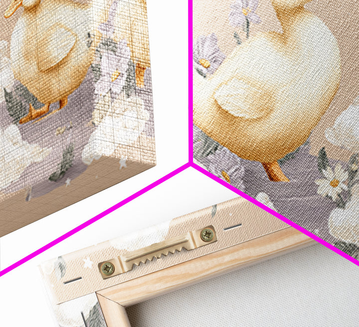 Ducklings Following a Mother Duck Canvas Print, Nursery Art, Wall Art, Nursery Decor, Oil Painting, Nursery, Nursery Prints, NUR-2x1-82