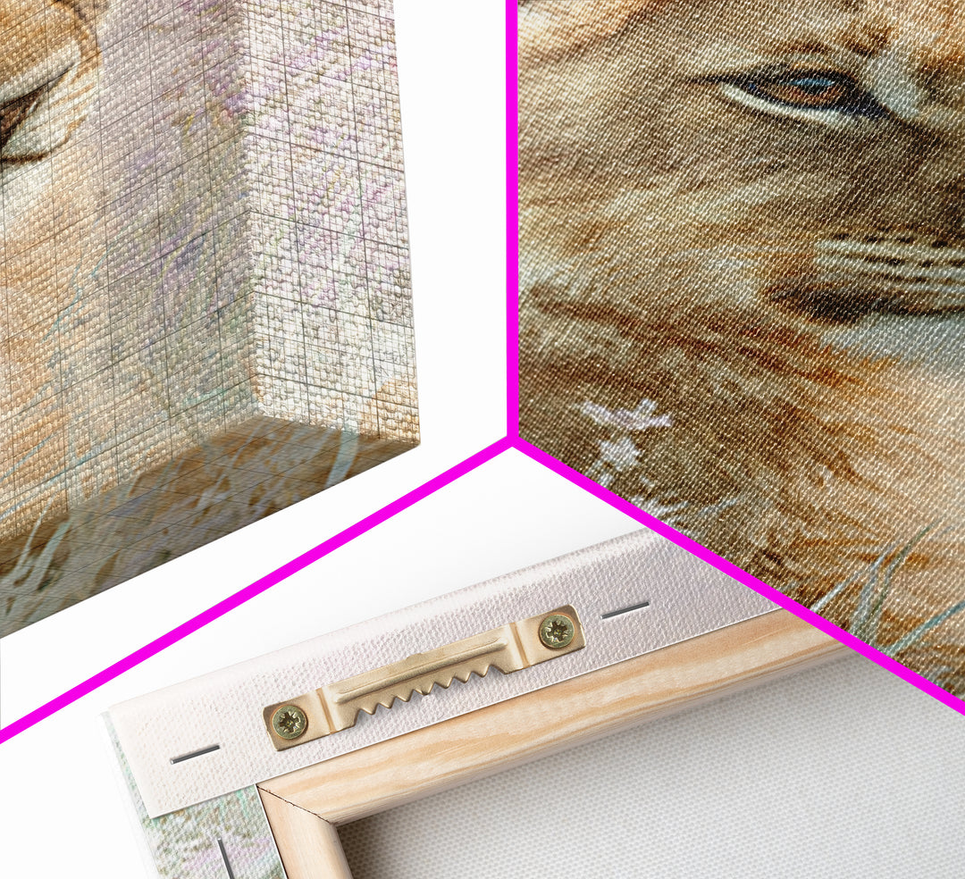 Lion Cub with Soft Golden Mane Framed Canvas Print, Nursery Art, Printable Wall Art, Nursery Decor, Abstract Art, Nursery, NUR-2x3-17