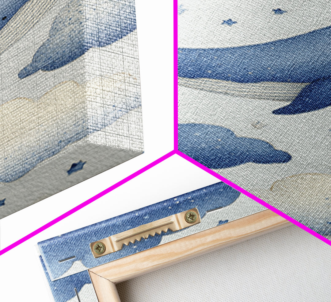 Whale and Tiny Stars Canvas Print, Nursery Art, Modern Decor, Nursery Decor, Fine Art, Nursery, Art Print, Digital Art, NUR-2x3-40