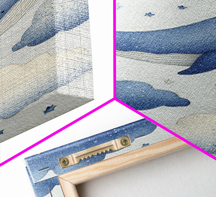 Whale and Tiny Stars Canvas Print, Nursery Art, Modern Decor, Nursery Decor, Fine Art, Nursery, Art Print, Digital Art, NUR-2x3-40