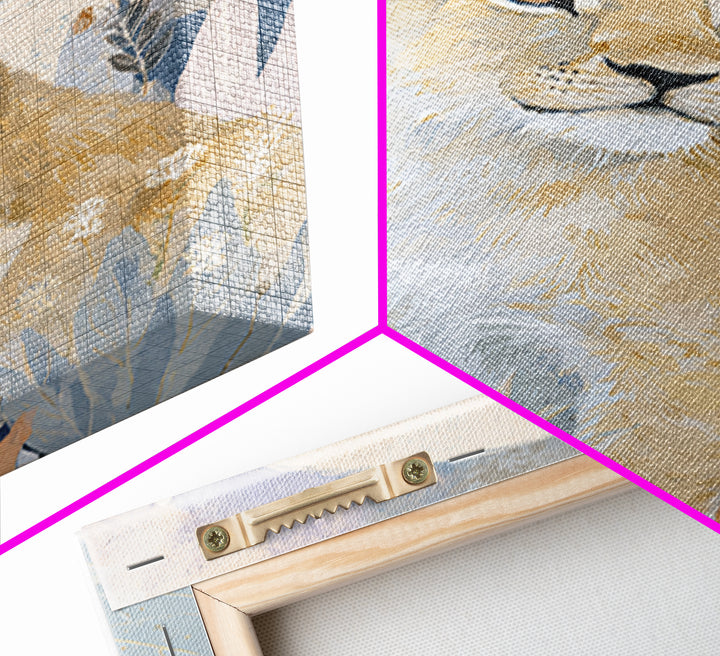 Lion Cub with Soft Golden Mane Framed Canvas Print, Nursery Art, Printable Wall Art, Nursery Decor, Abstract Art, Nursery, NUR-2x3-41