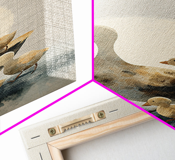 Ducklings Following a Mother Duck Framed Canvas Print, Nursery Art, Textured Painting, Nursery Decor, Fine Art, Nursery, NUR-2x3-46
