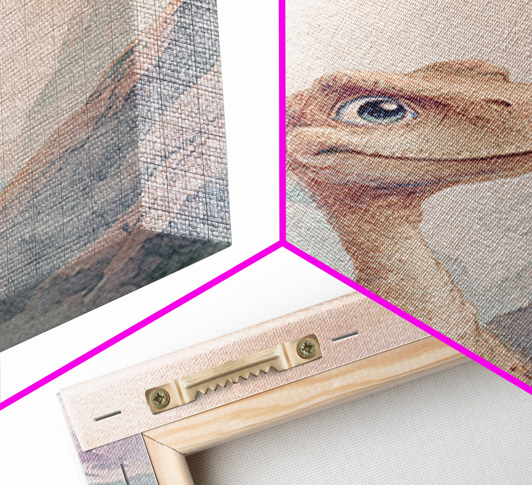 Tiny Dinosaur with Friendly Expression Framed Canvas Print, Nursery Art, Wall Art, Nursery Decor, Abstract Art, Nursery, NUR-2x3-47