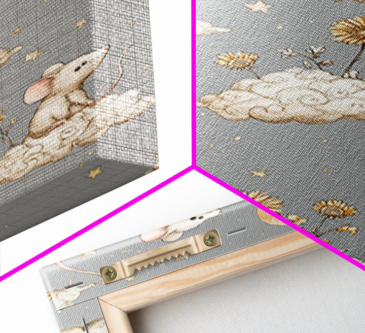 Ballet Mouse in Storybook Style Framed Canvas Print, Nursery Art, Boho Decor, Nursery Decor, Fine Art, Nursery, Wall Hangings, NUR-2x3-52
