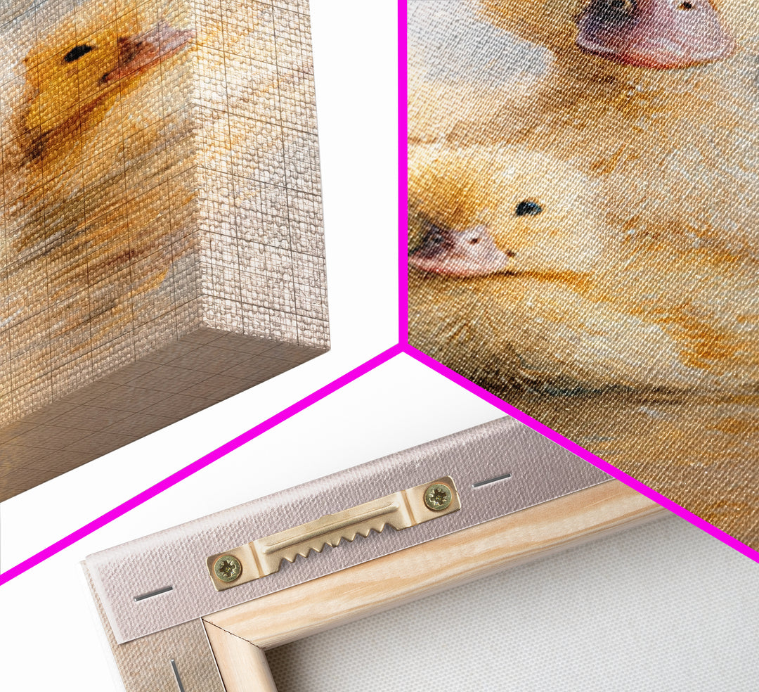 Ducklings Following a Mother Duck Canvas Print, Nursery Art, Art Print, Nursery Decor, Fine Art, Nursery 470, Wall Art Set of, NUR-2x3-70