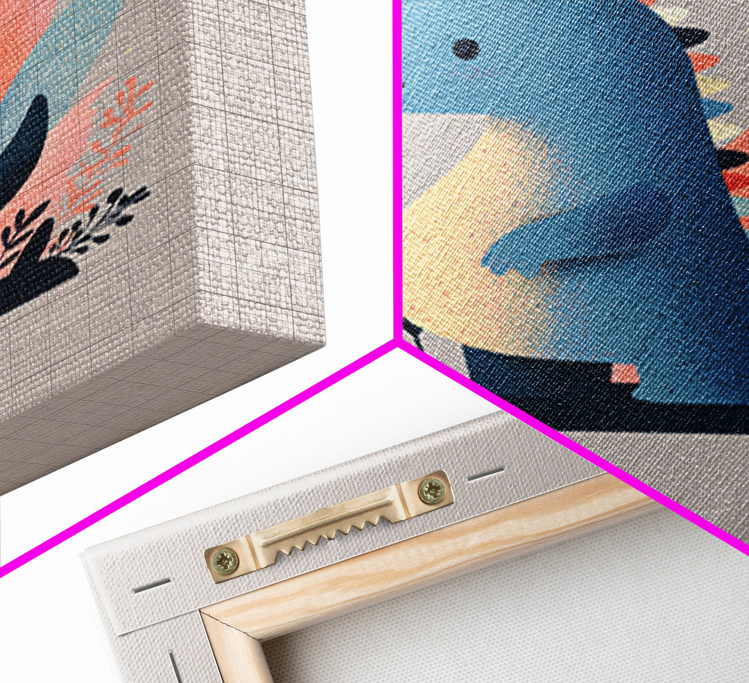 Tiny Dinosaur with Friendly Expression Canvas Print, Nursery Art, Nursery Decor, Nursery, Kids Wall Art, Woodland Nursery, NUR-2x3-71